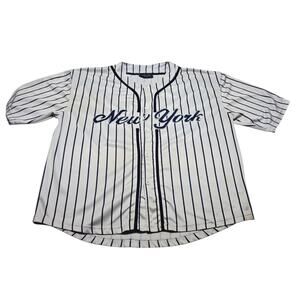Renegade New York Pinstripe Baseball Jersey Shirt Y2k Mens Size 2XL Stained